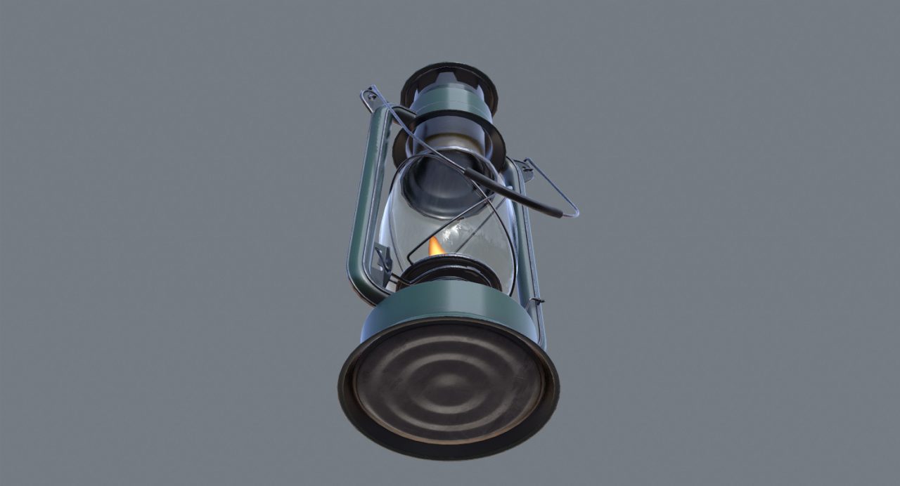 Store - 3D Model of Green Hurricane Lantern - Low Angle View