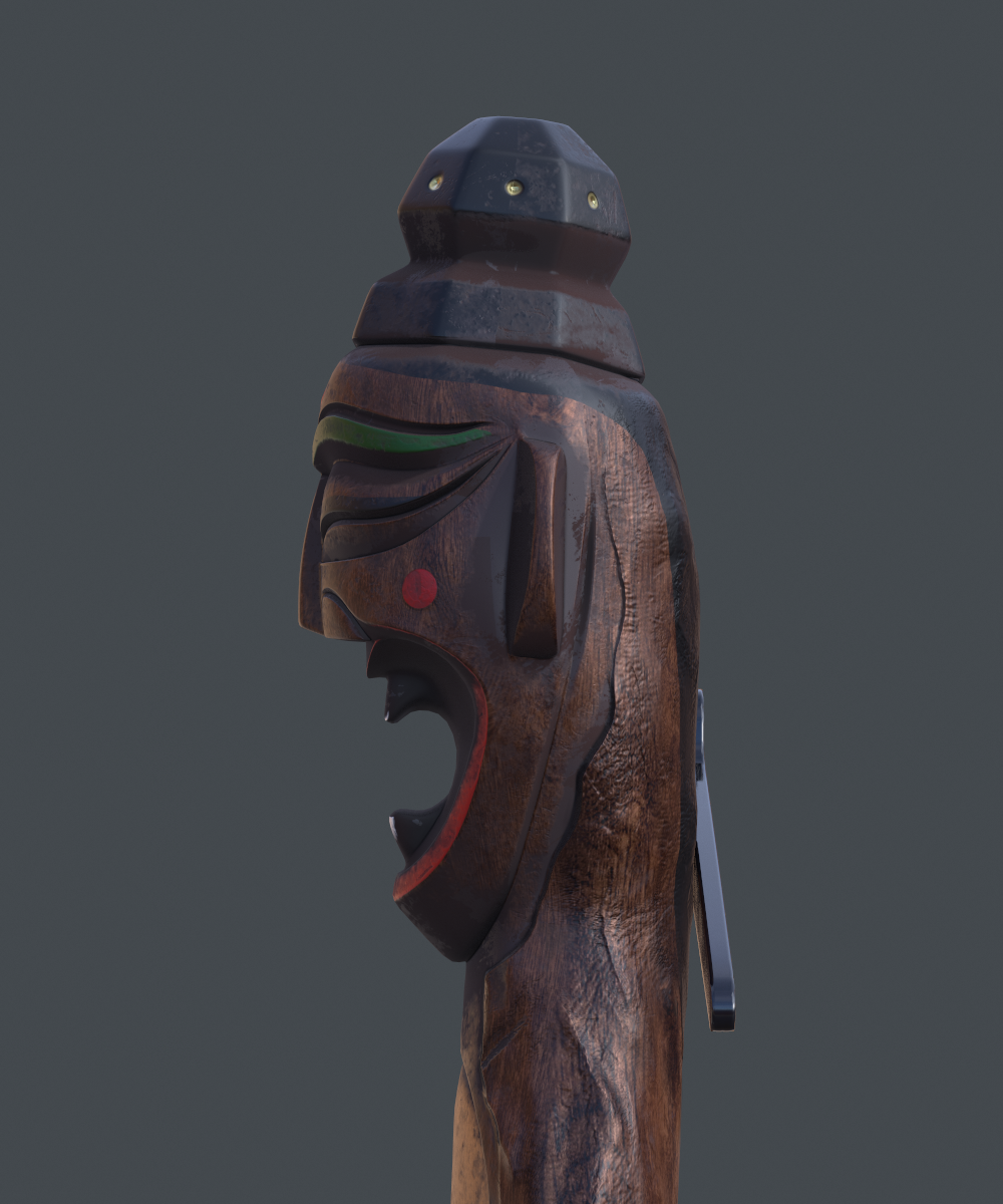 Store - 3D Model of Korean Totem Pole Jangseung - Closed Left Side Head View