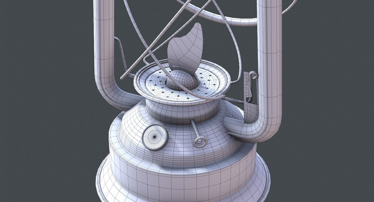 Store - 3D Model of Hurricane Lantern - Wireframe Close View