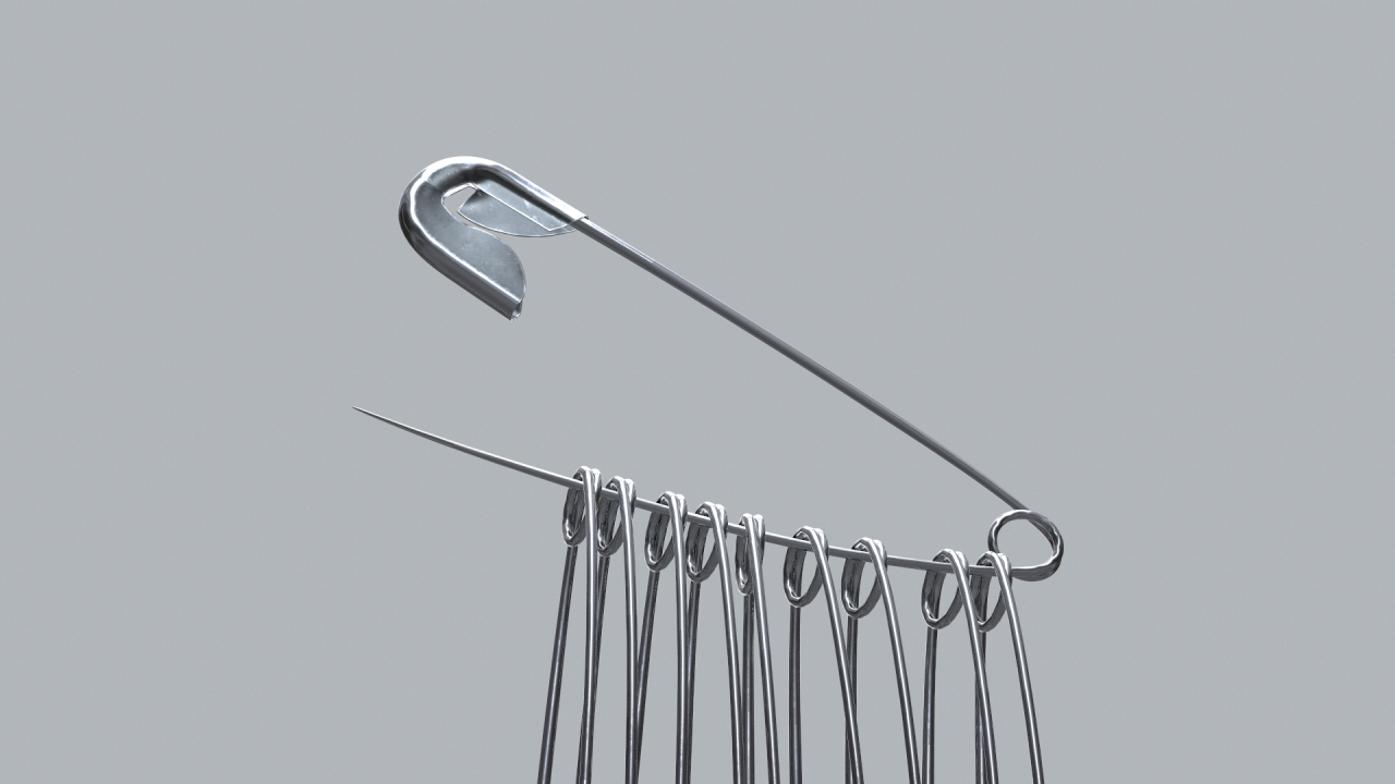 Store - 3D Model of a Safety Pin - Closed Side View