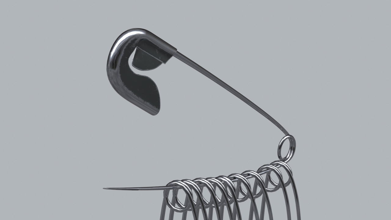 Store - 3D Model of a Safety Pin - Closed Front View