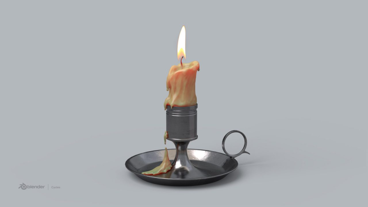 Store - 3D Model of a Candle and its holder - Cycles Blender