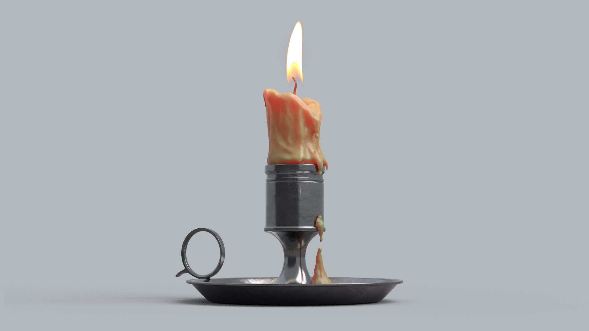 Store - 3D Model of a Candle and its holder A