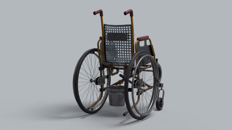 Portfolio - 3D Modeling of a Fantasy Wheelchair - Studio Lighting in V-Ray - Back Side
