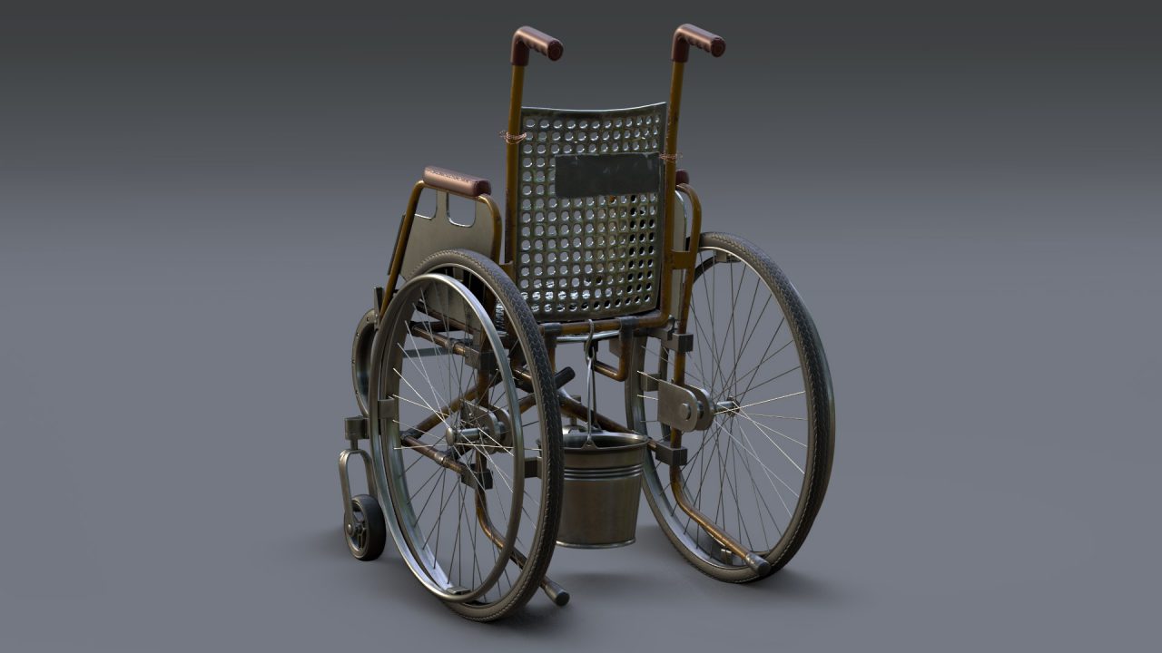 Portfolio - 3D Modeling of a Fantasy Wheelchair - Studio Lighting in V-Ray - Back Side V2