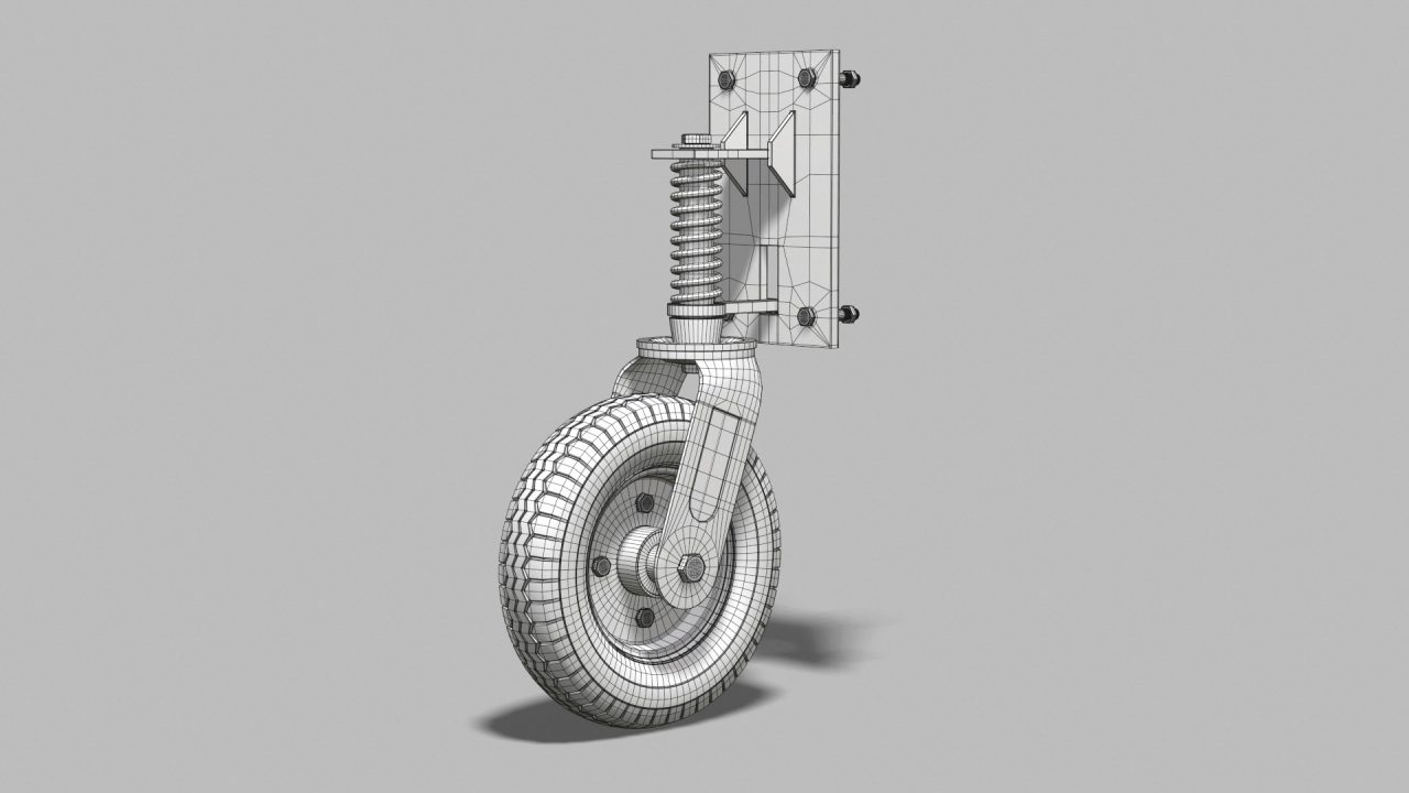 Store - 3D Model of a Gate Wheel - Wireframe Front View