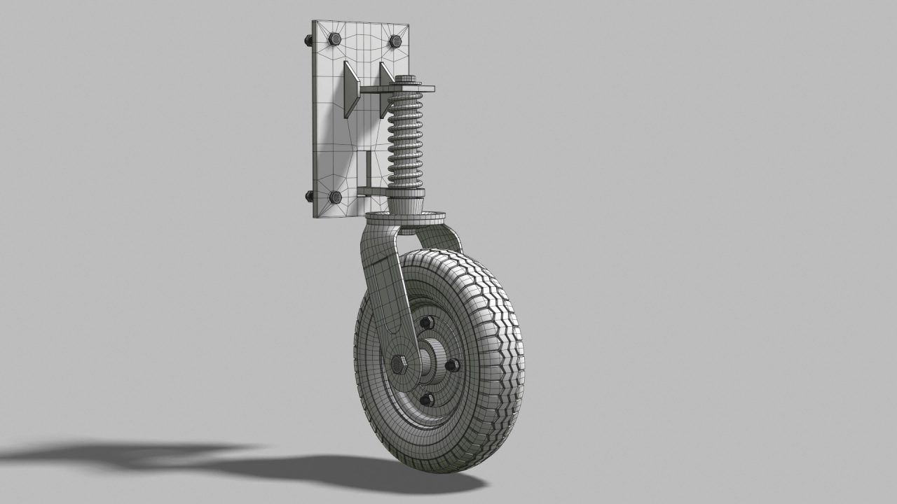 Store - 3D Model of a Gate Wheel - Wireframe Front View B