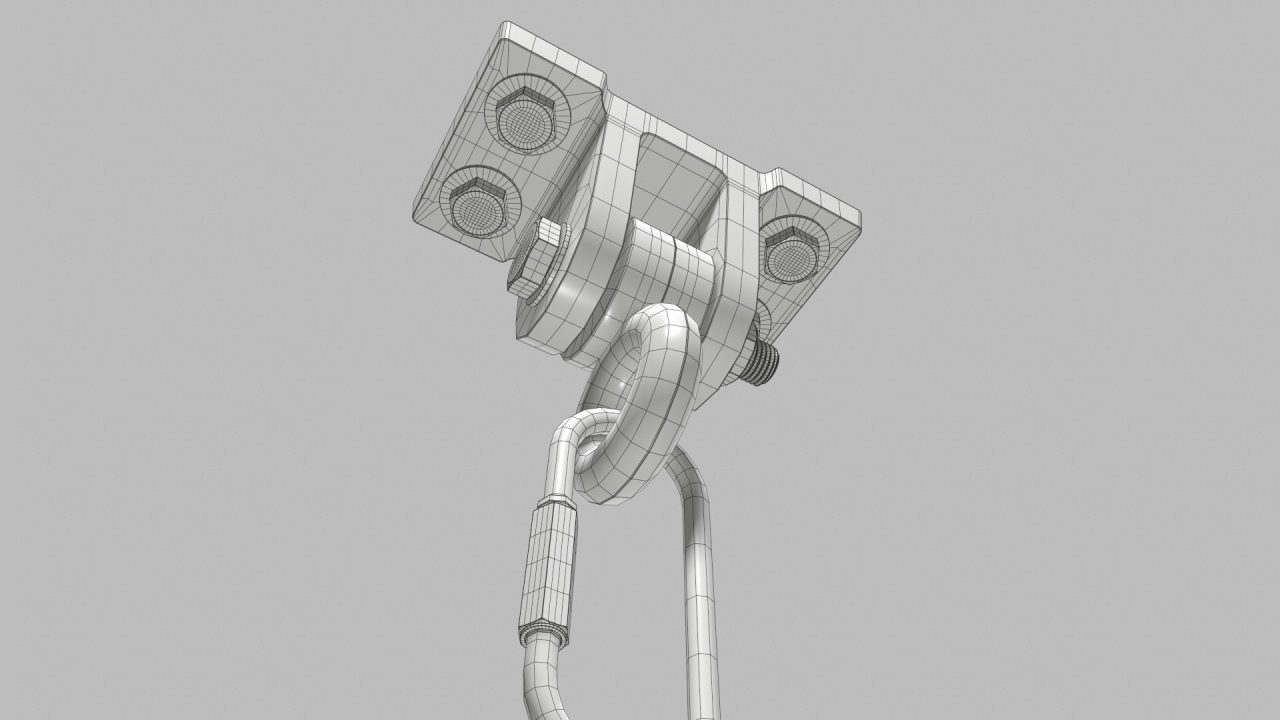 Store - 3D Model of a Swing Hanger - Wireframe Low Angle View A