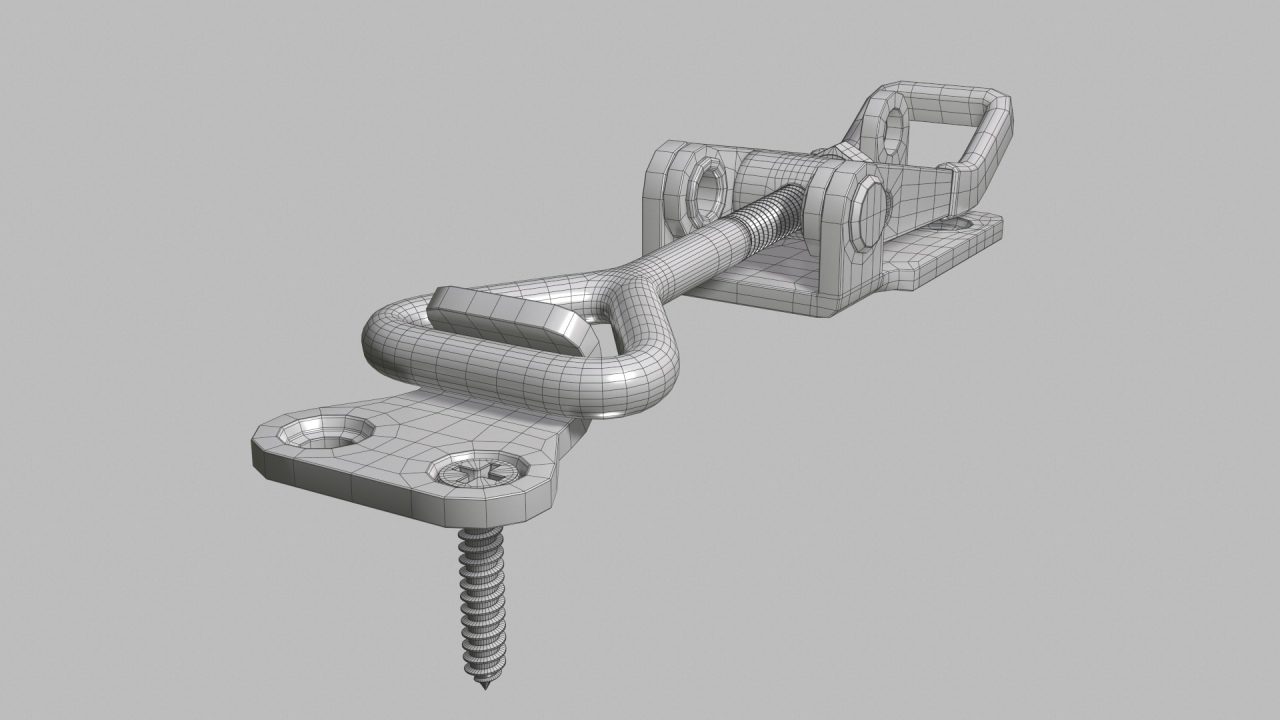 Store - 3D Model of a Pull-Action Latch Toggle Clamp - Wireframe Front View