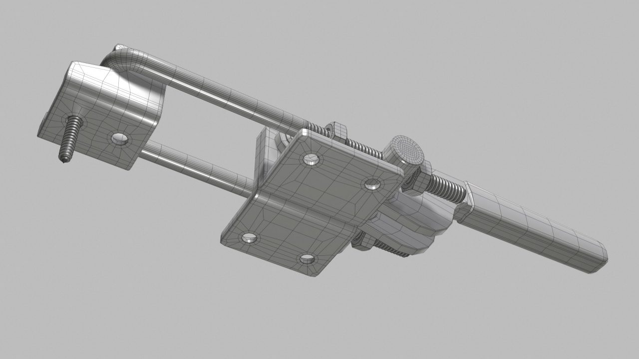Store - 3D Model of a Pull-Action Latch Toggle Clamp - Wireframe Low Angle View