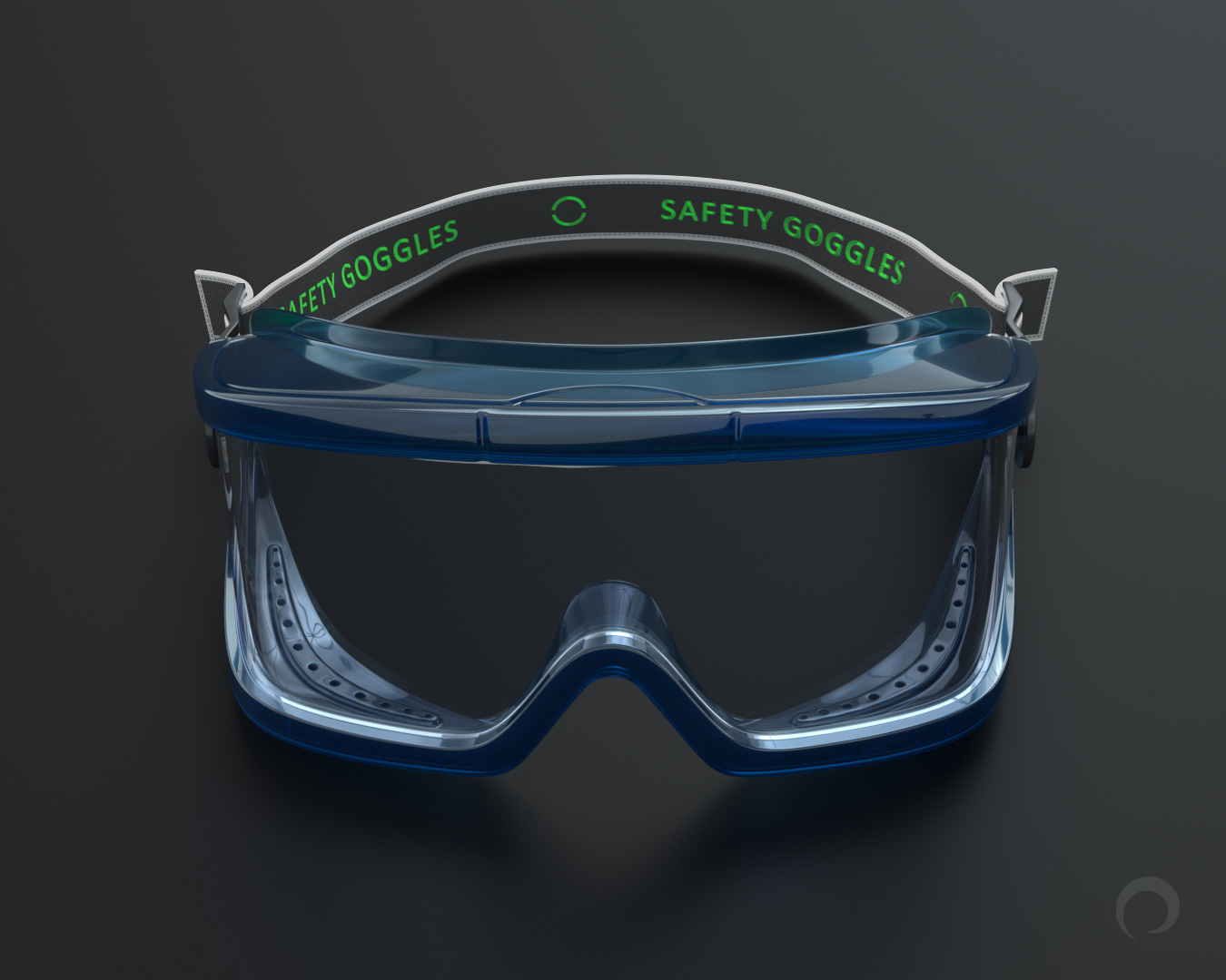 3D Modeling Safety Goggles - Front Side Render