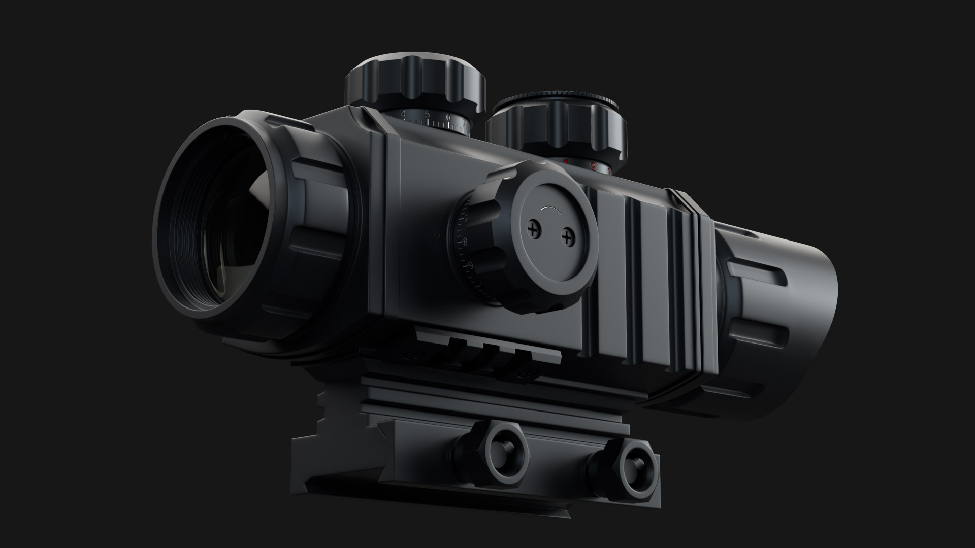 Store - 3D Model of a Rifle Scope - Right Side Back View