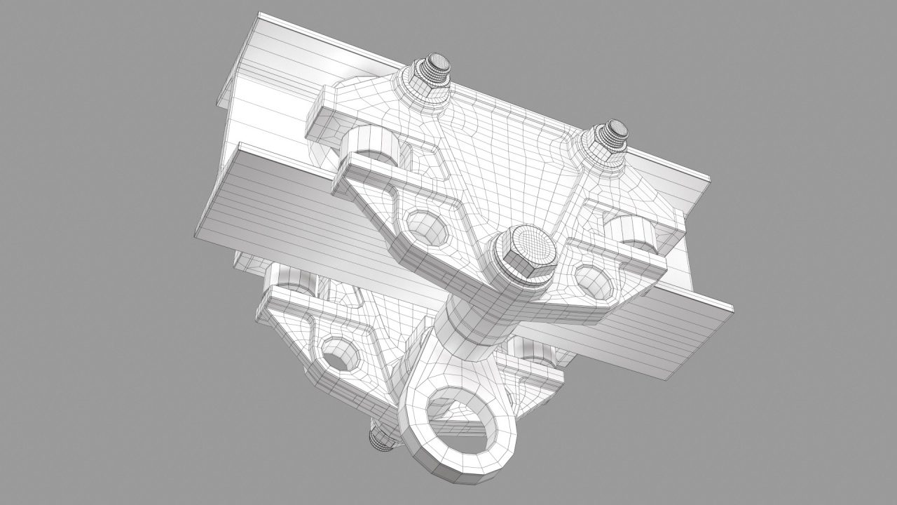 Store - 3D Model of a I-Beam Trolley - Wireframe Low Angle View