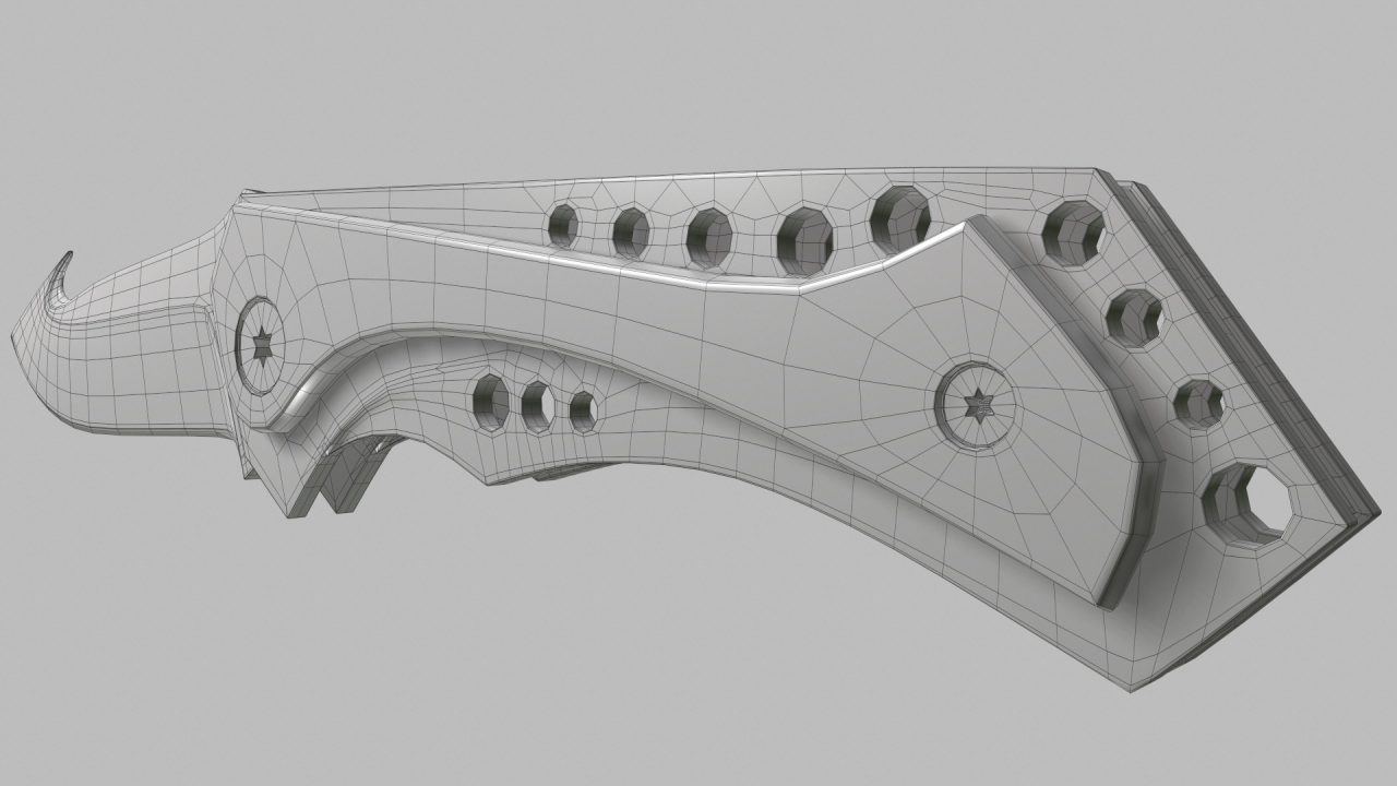 Store - 3D model of Pocket Folding Knife - Wireframe Back View