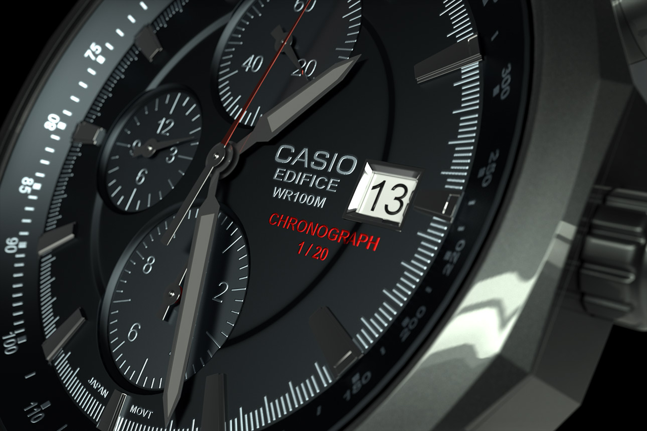 Portfolio - 3D Modeling of Casio Watch - Studio Lighting in Lagoa - Extreme Close-up V1