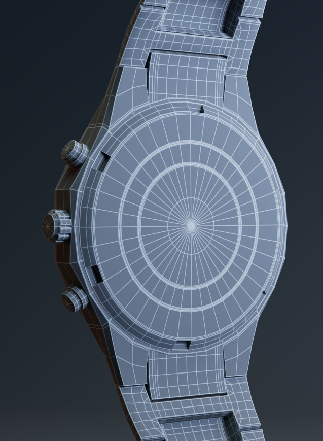 Portfolio - 3D Modeling of Casio Watch - Wireframe Rendering Back Side