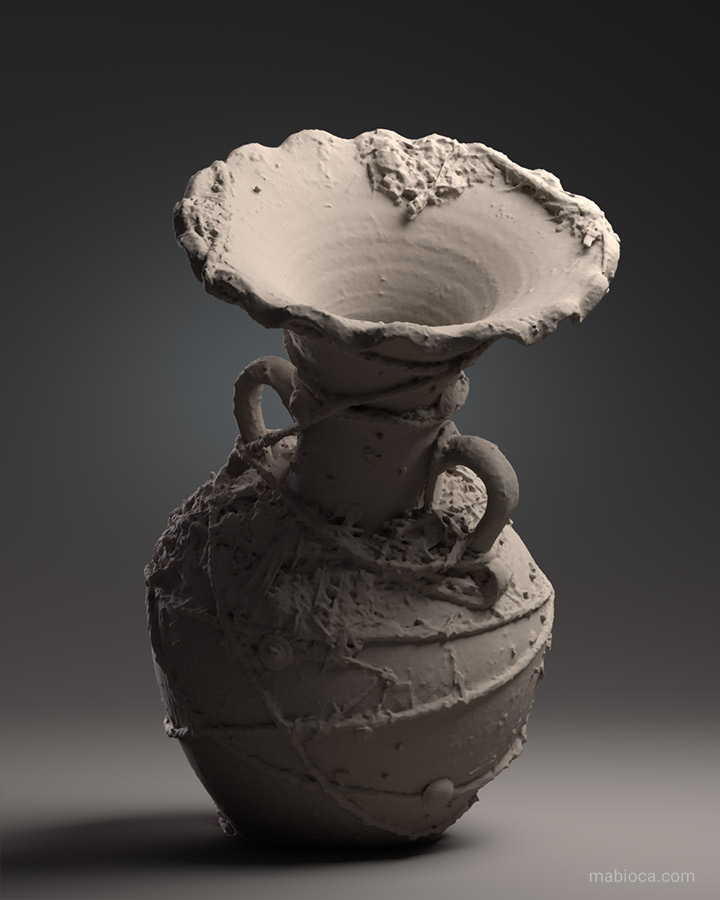 Photogrammetry - Clay Pot with Rope and Coin B