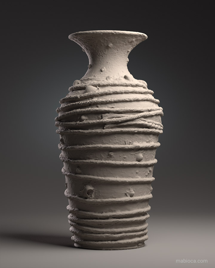 Photogrammetry - Clay Pot with Rope and Seashell A