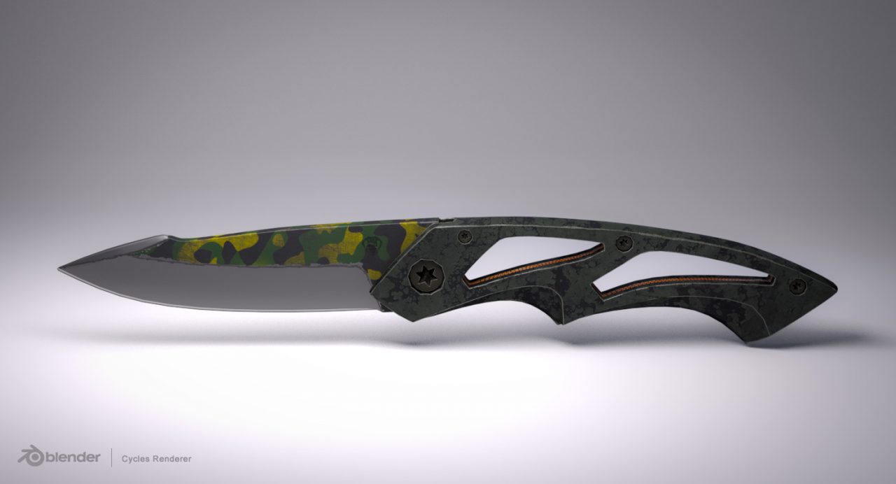 Store - 3D Model of Tactical Folding Knife - Render by Cycles Blender