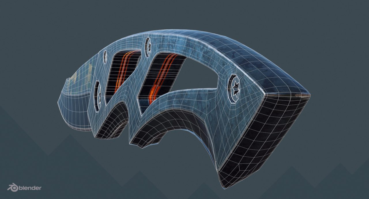 Store - 3D Model of Tactical Folding Knife - Wireframe Render by Blender