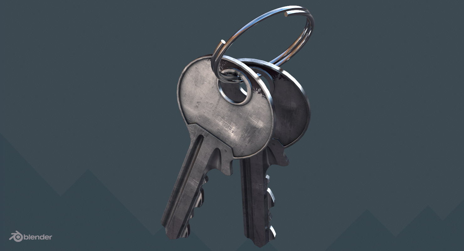 Store - 3D model of Door Keys - Rendered in Blender - Top View