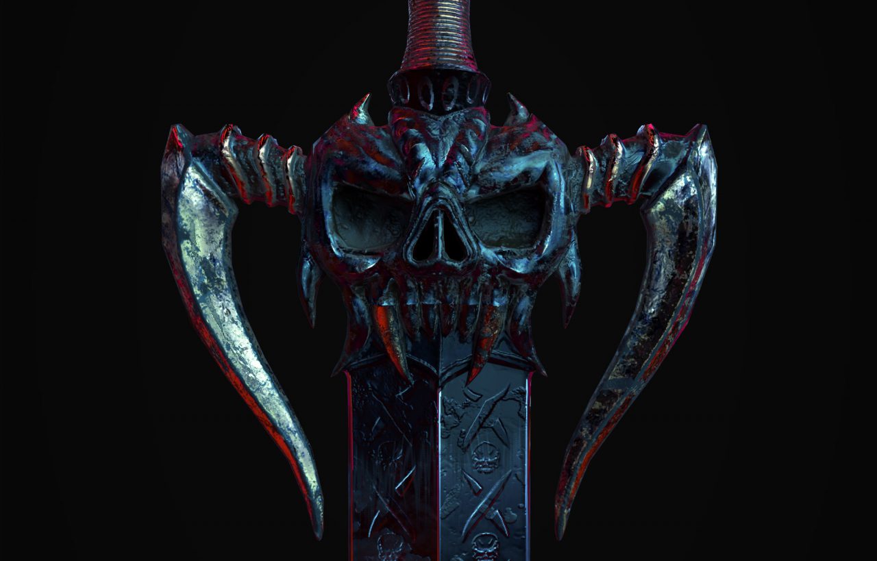 Portfolio - 3D Modeling of a Skull Sword - Studio Lighting in Substance Painter - Featured Image