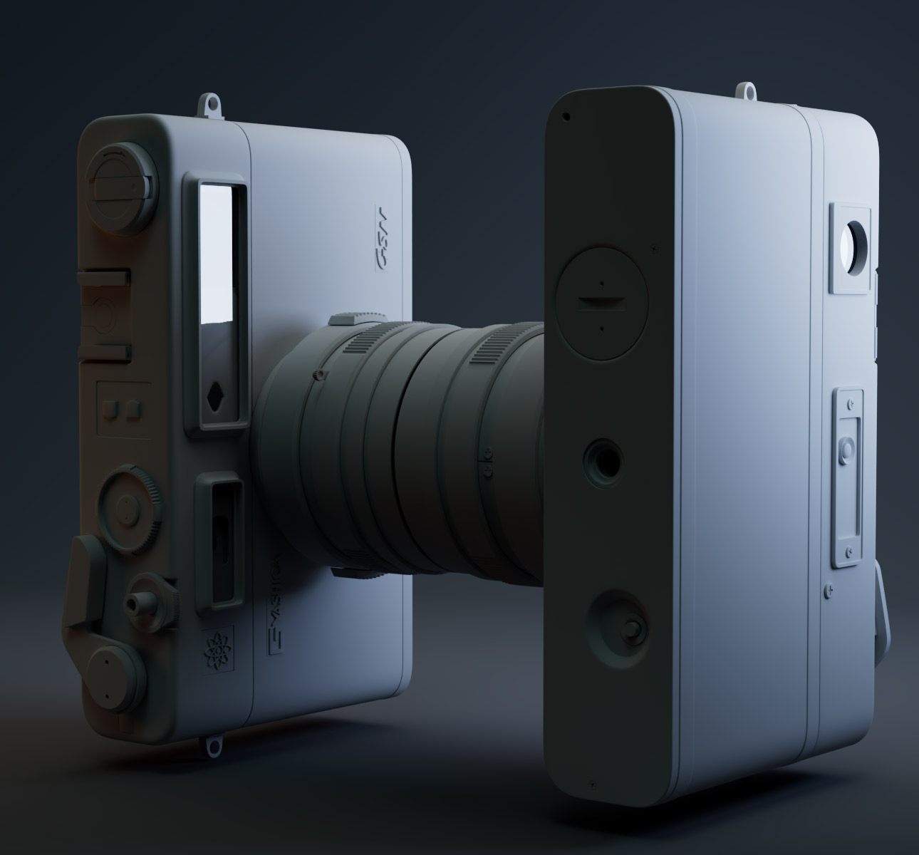 Portfolio - 3D Modeling of a Yashica Camera - Lighting Rendering in Arnold - White Material