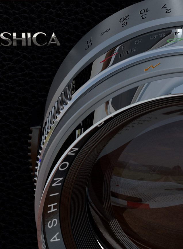 Portfolio - 3D Modeling of a Yashica Camera - Lighting Rendering in V-Ray - Close Shot A